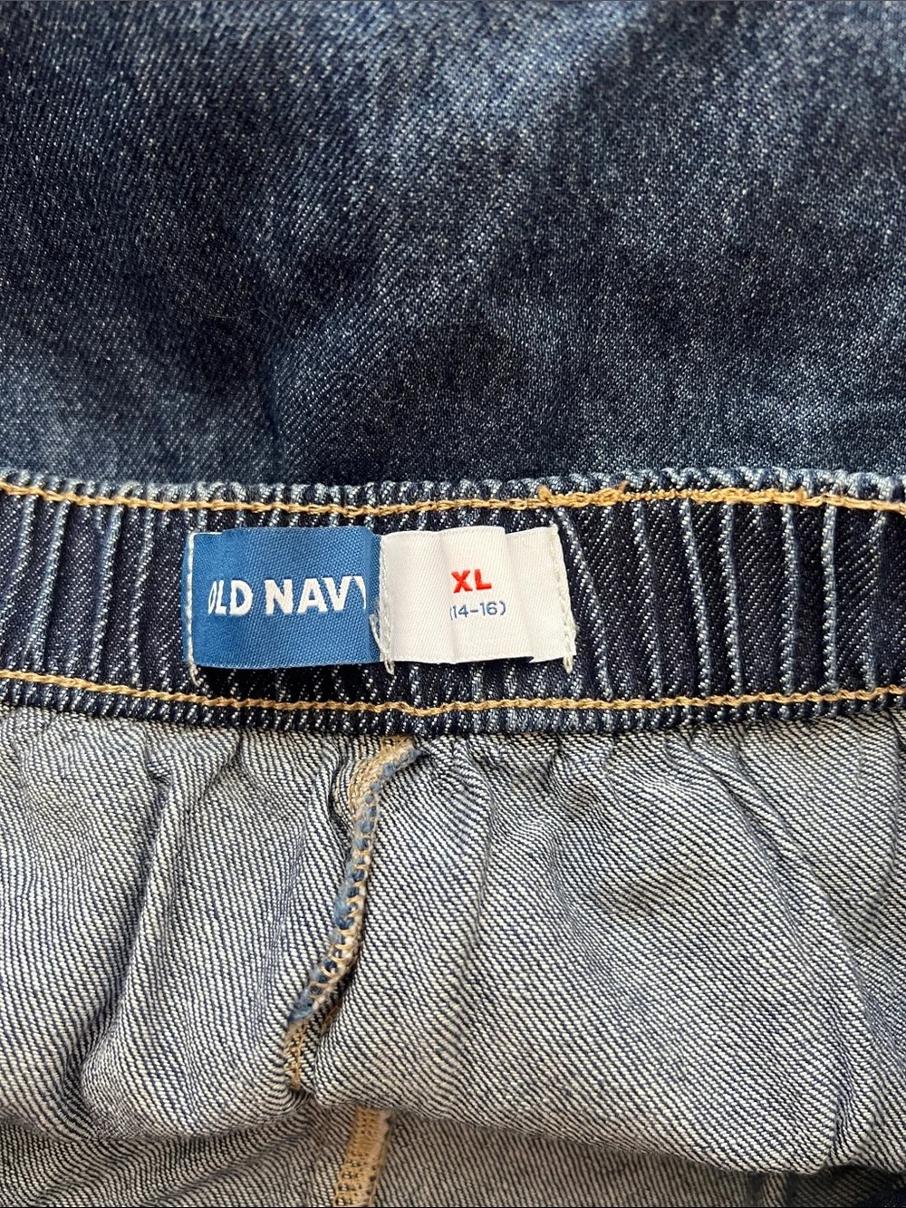 XL (14-16) | Old Navy Girls Dark Blue Denim Mini Skirt with Heart Accent